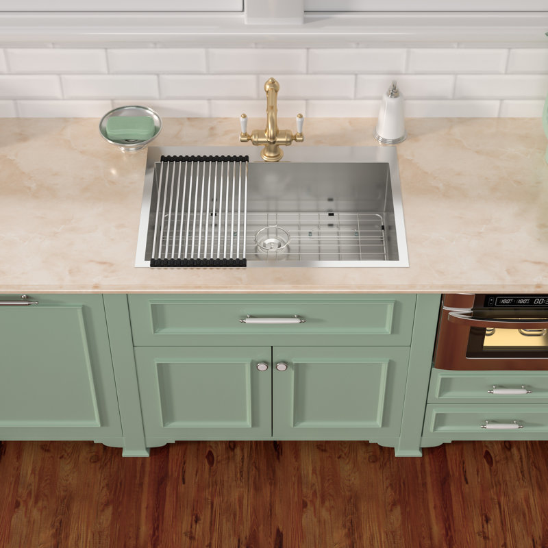 28" L x 22" W Drop-in Kitchen Sink 16 Gauge Stainless Steel Kitchen Sink Single Bowl Kitchen Sink