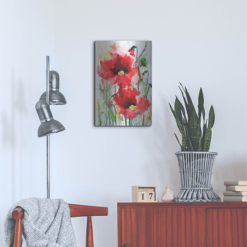  «Red Poppies» par Karin Johannesson, art mural en métal, 16 po x 24 po, H 24 po x l 16 po