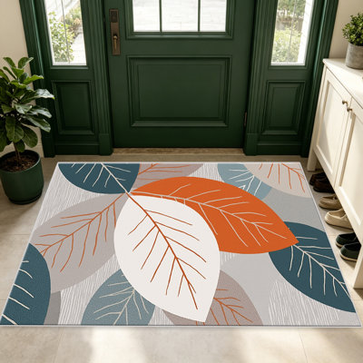 Tapis 1 feuille à motif de feuilles d'automne, élégant tapis décoratif polyvalent, facile à nettoyer et à entretenir, pièce de mobilier idéale pour la chambre à coucher, le salon, le couloir, le vestibule, le dortoir et le bureau afin de rafraîchir l'ambiance intérieure de votre maison