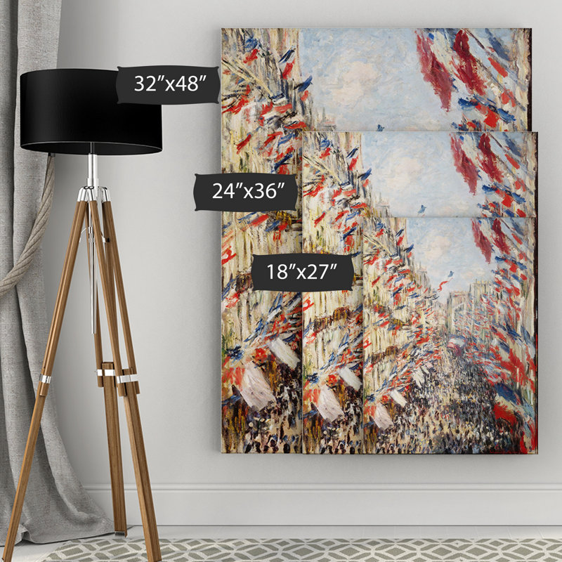 « rue montorgueil » par claude monet, reproduction d’art sur toile tendue, H 24 po x l 36 po x P 1,5 po
