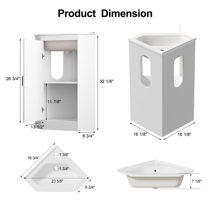 Ensemble de meuble-lavabo de coin 16 po avec lavabo