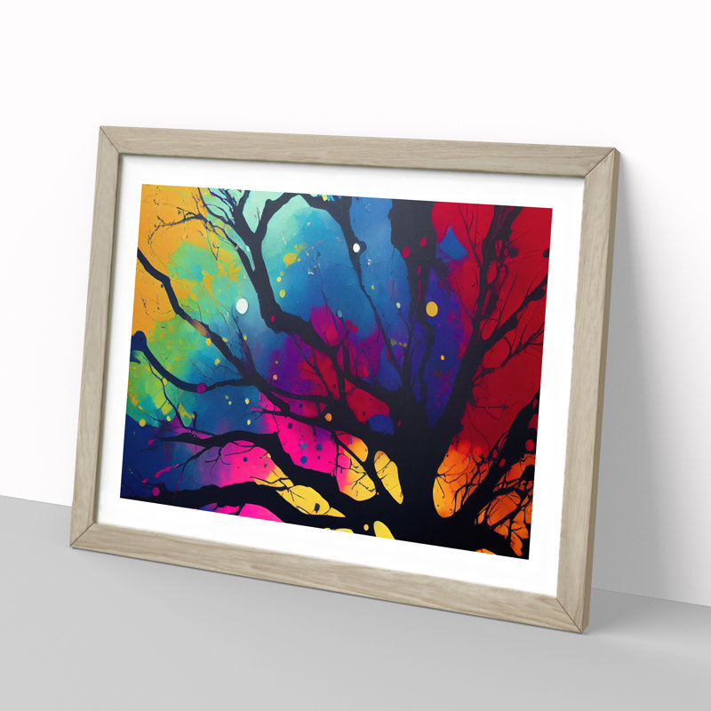 Colourful Trees Vol.4 Abstract - Single Picture Frame Print, Oak Framed, 46cm H x 64cm W x 2cm D