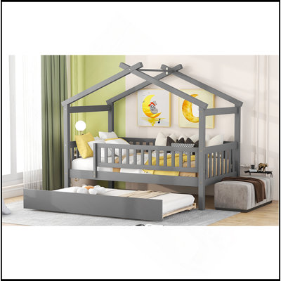 Lit en bois avec lit gigogne simple