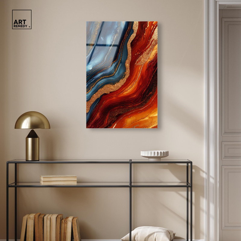 Art mural en acrylique Godeed Blue Geode par Art Remedy, prêt à être accroché, H 30 po x l 20 po