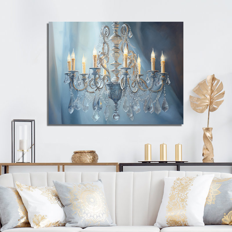 " Chandelier Soothing Serenade I ", 12" H x 20" W x 1" D, Black Floater Framed