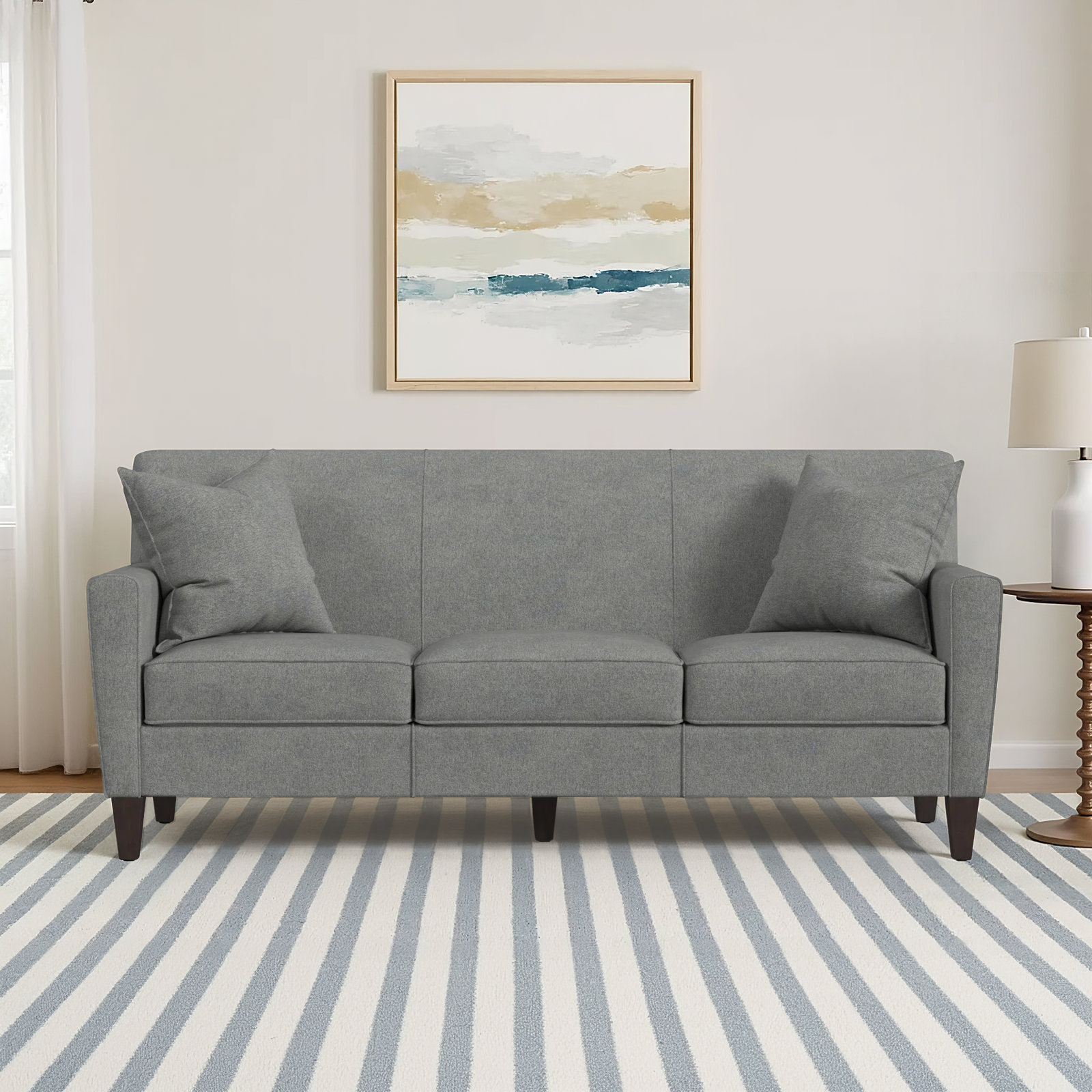 Osmin 80" Sofa, Pebble Silver Polyester Blend