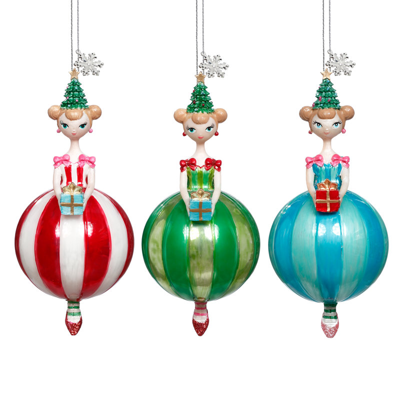 Girl On Candy Cane Ornament, 5 Inches