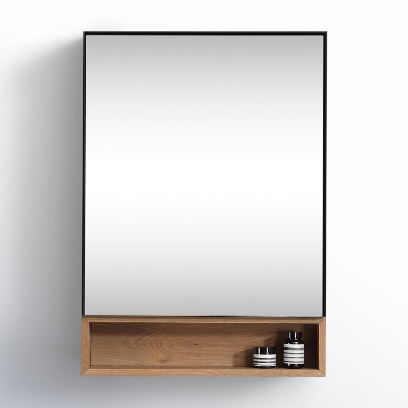 Bergen 24" Medicine Cabinet, Matte Black/Pecan Oak