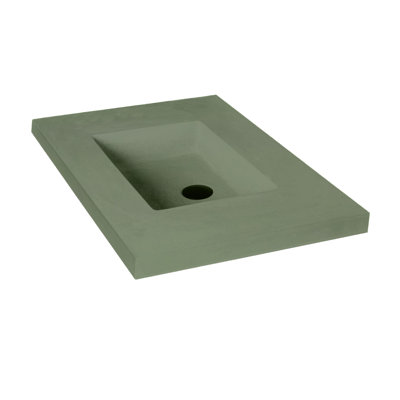 Newterra Concrete Handmade Rectangular Semi-Recessed Vessel Bathroom Sink