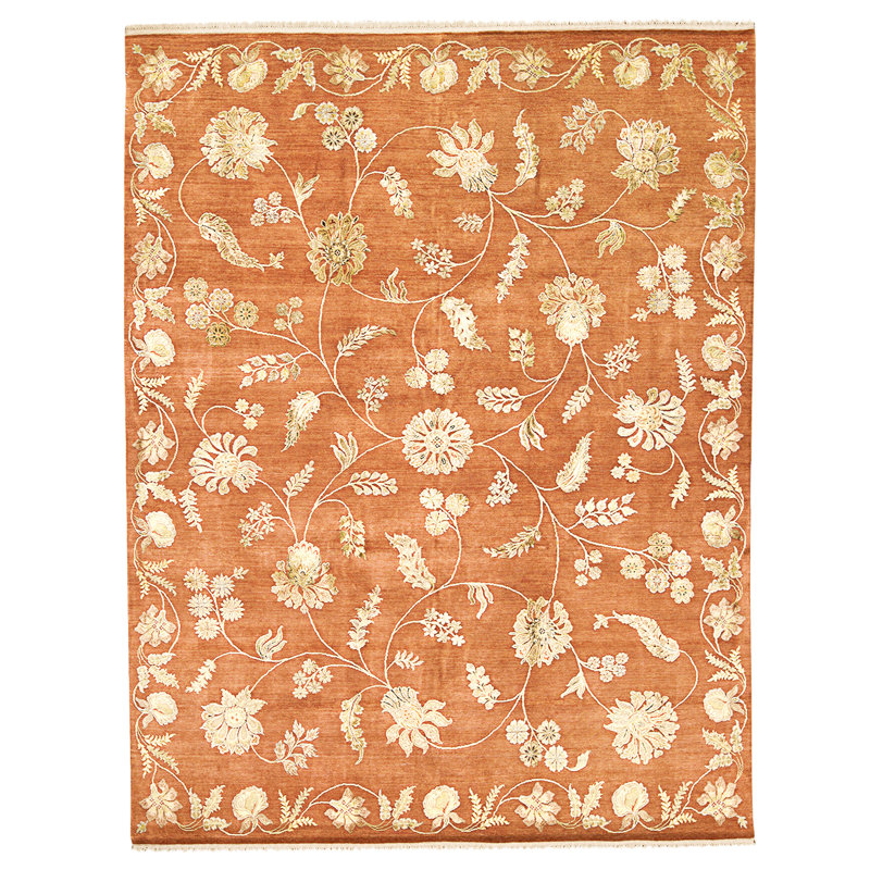 Hand Knotted Area Rug in Rust
