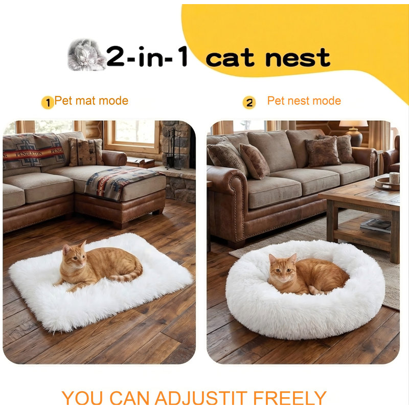 Coussin moelleux moelleux en fausse fourrure pour chat, blanc, 19,6 po x 31,4 po, pour coussin d'intérieur