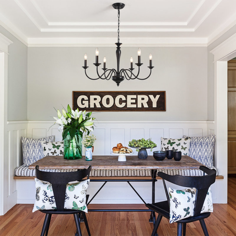 Tinoco 6 - Light Dimmable Classic / Traditional Chandelier, Matte Black