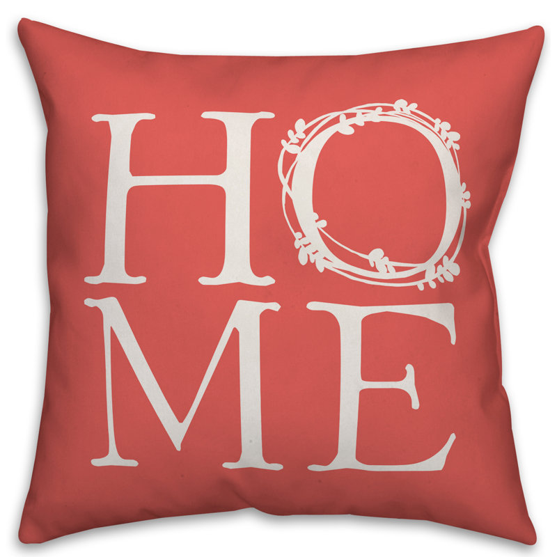  Coussin décoratif intérieur / extérieur Home Wreath, H 16 po x l 16 po, Corail