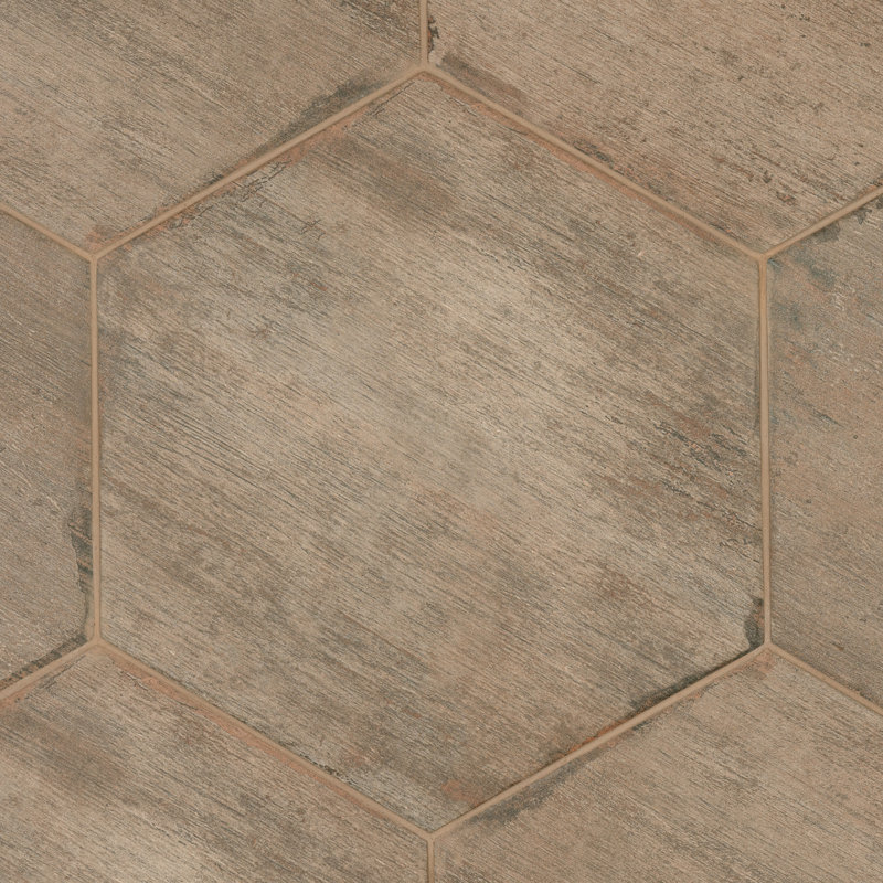 Retro Hex 14" x 16" Porcelain Wood Look Wall & Floor Tile