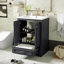 Ensemble de meuble-lavabo autoportant 24 po avec lavabo en céramique, armoire de rangement moderne, portes à fermeture douce, poignées argentées | Idée de cadeau-238813069