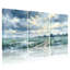 Plantes et fleurs, aquarelle, paysage, ciel, nuages, chemin, marais, herbe, ensemble de 3 impressions sur toile-1629449050