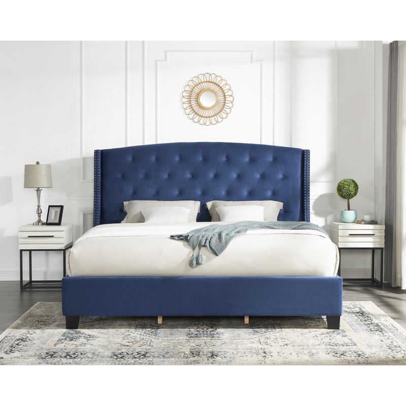 Odeen 3-Piece Bedroom Set, Queen, White/Blue Nighstands