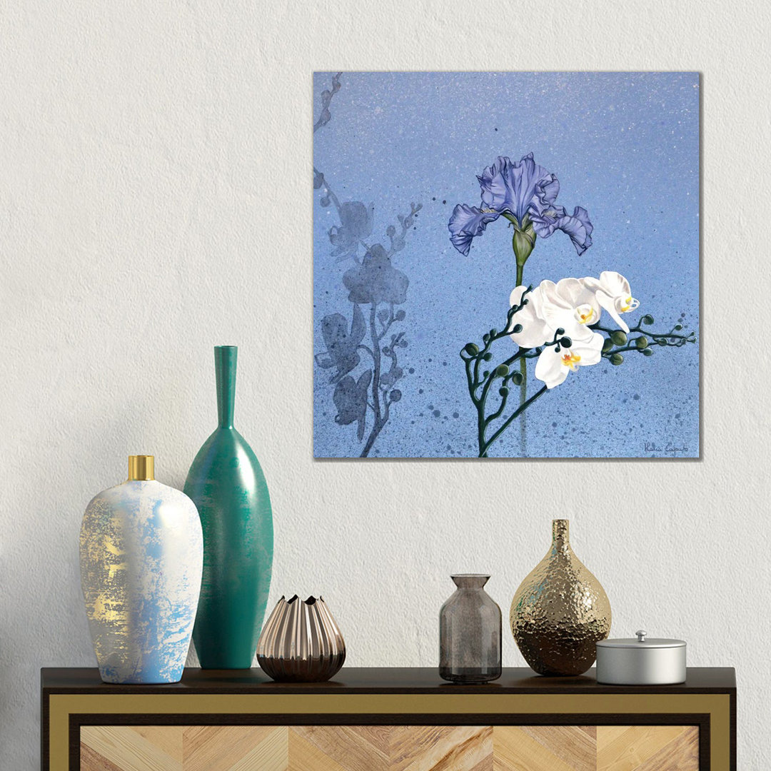 Iris und Orchideen von Ilaria Caputo - Galerie-umwickelte Leinwand Giclée auf Leinwand