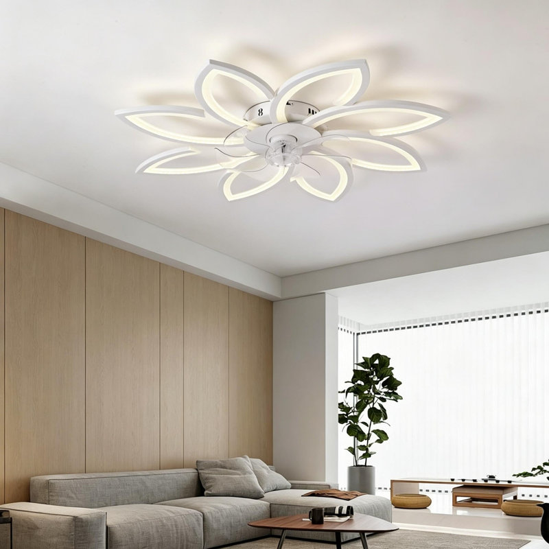 Ventilateur de plafond encastré à DEL à 7 pales et à intensité variable 35 po Falana avec télécommande et APP