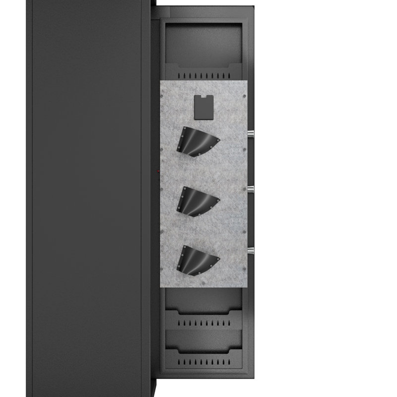 Coffre-fort noir pour carabine et pistolet, coffre-fort de sécurité électronique à empreinte digitale avec accès rapide, cloison amovible, aucun assemblage requis