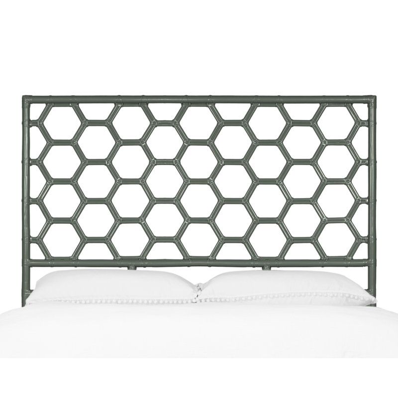 Honeycomb Wicker/Rattan Open-Frame Headboard, Queen, Evergreen