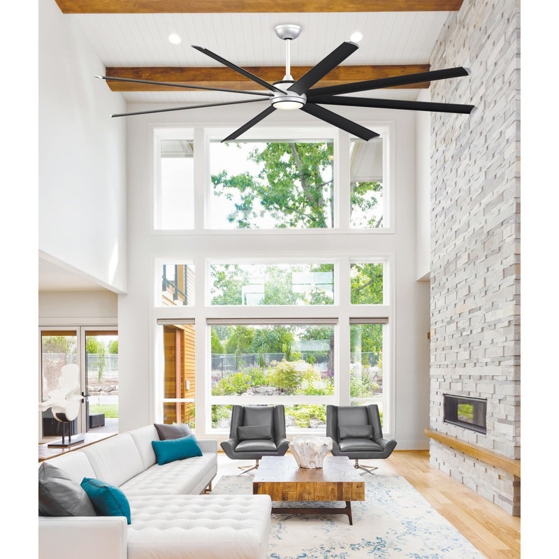 Stellar 96-Inch Silver Motor Ceiling Fan with Remote and LED Light