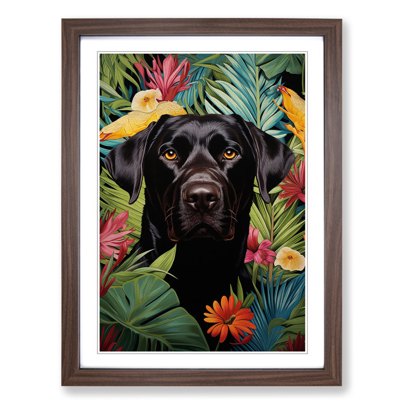 Labrador Retriever Contemporary - Single Picture Frame Print on Wood, Walnut, 46cm H x 34cm W x 2cm D