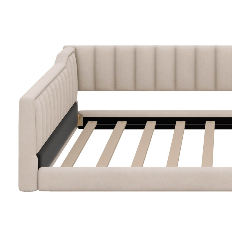 Upholstery Daybed And Side Storage Pocket, Full XL, Beige