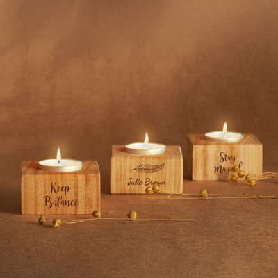 Custom Engraved Wooden Candle Holder