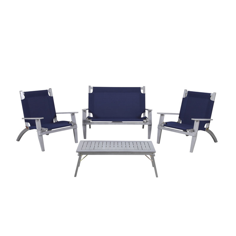 Scoggins Acacia 4 - Person Patio Conversation Set, Gray
