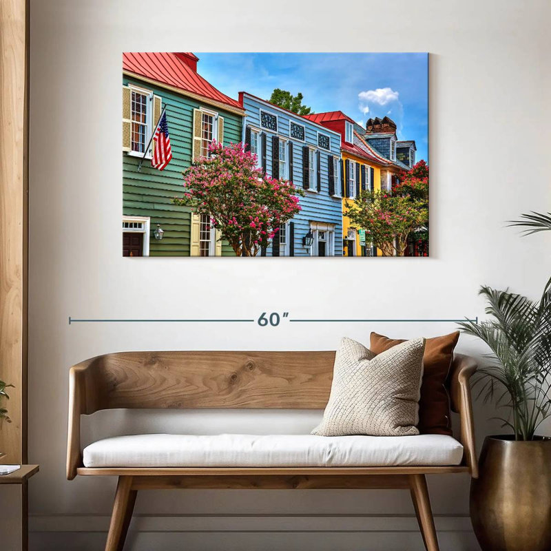 Ravi maisons colorées de Charleston, H 30 po x l 45 po