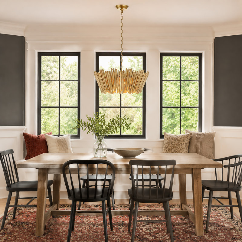 3 - Light Unique/Statement Rustic Drum Chandelier, Gold