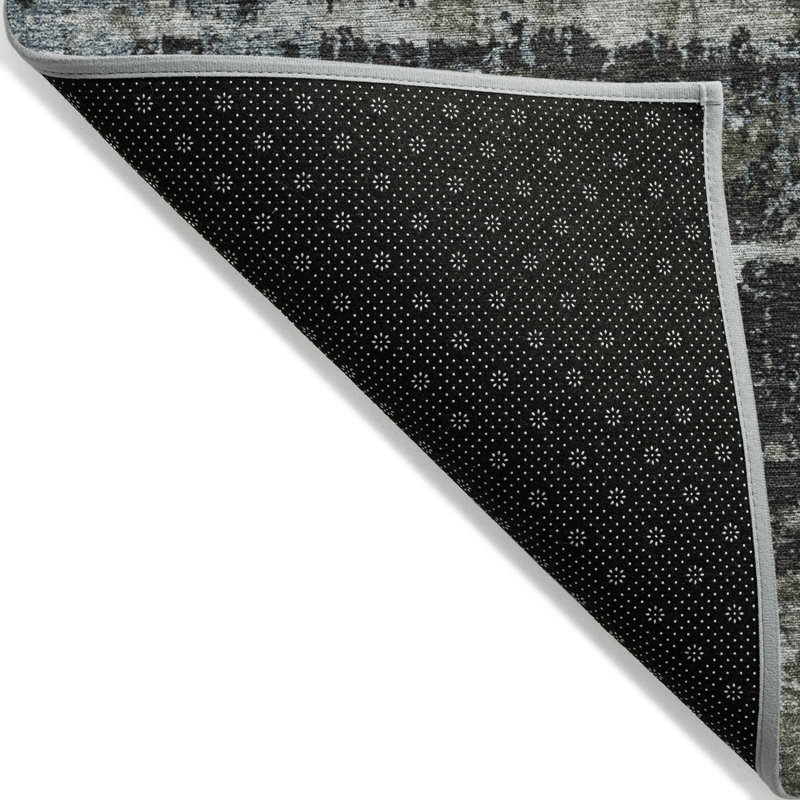 3' X 5' Charcoal And Gray Geometric Washable Indoor Outdoor Area Rug