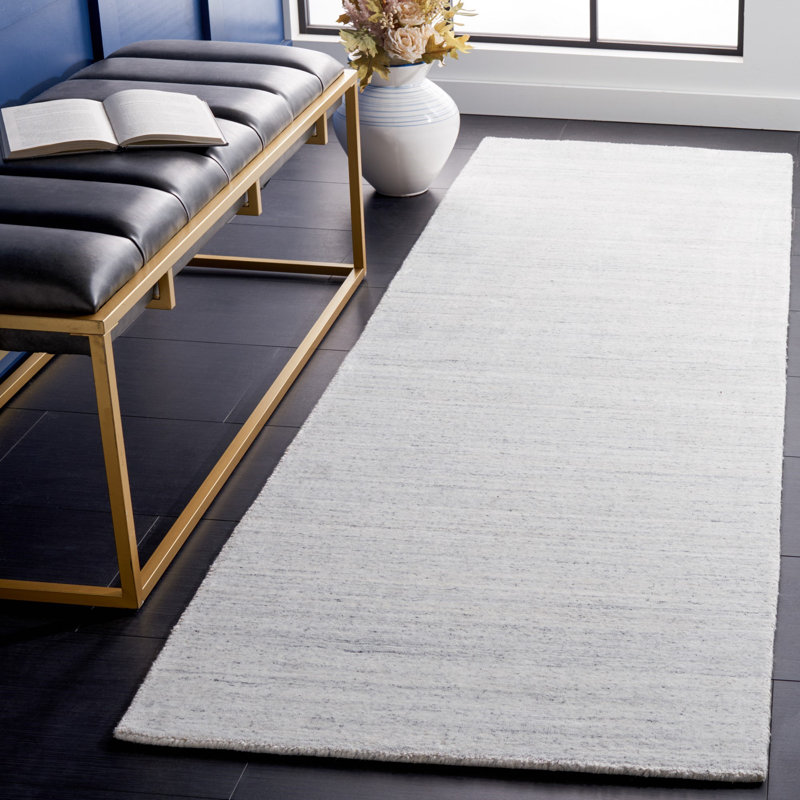 Lavonia Striped Handwoven Silver Area Rug, Runner 2'6" x 8'
