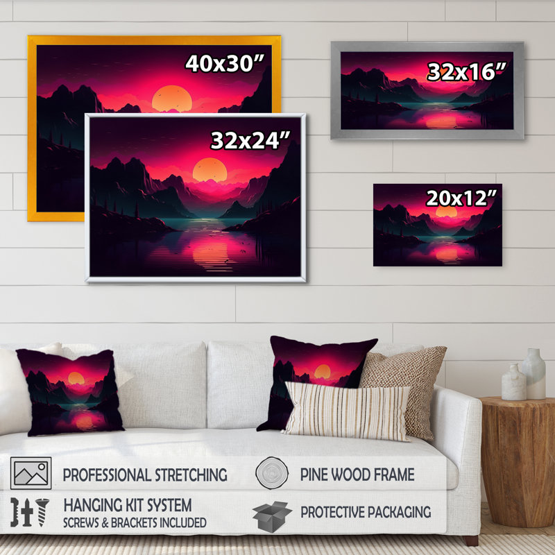 «Pink Dark Sea» sur toile, Cadre photo noir, H 12 po x l 20 po x P 1 po