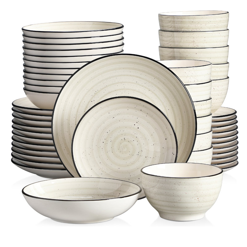 Bonbon 48 Piece Dinnerware Set, Service for 12 , Beige