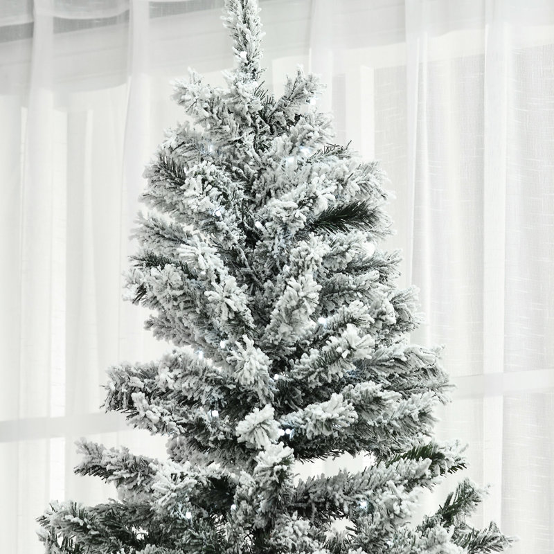 Arbre de Noël 7,5 pi avec lumières à DEL blanc froid, feu, branches à ouverture automatique, assemblage facile, diamètre de 46,94 po, 500 lumières artificielles, ignifuge, base, 1254