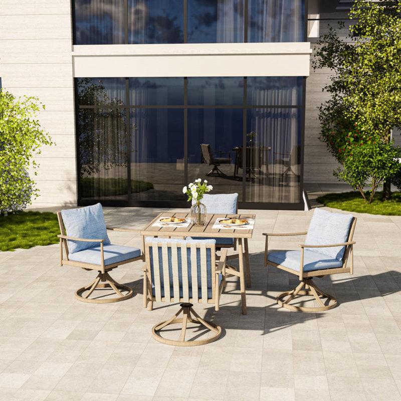 Chaise de patio pivotante avec coussins, chaises de patio berçantes en aluminium (ensemble de 2), Gris