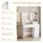 Horicon Vanity Desk with LED Lighted Mirror & Power Outlet, Makeup Table with Drawers & Cabinet