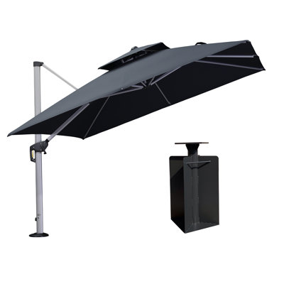 Parasol carré en porte-à-faux avec manivelle de 132 po Shalonte