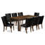 L'ensemble de table de cuisine 9 pièces comprend une table de salle à manger rectangulaire en bois rustique et 8 chaises Parson en similicuir noir-1110184516-1110184538-1110184539
