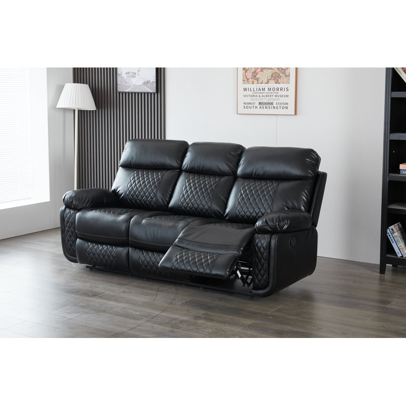Billington 82.7" Wide Motion Recliner Sofa For Living Room, Black