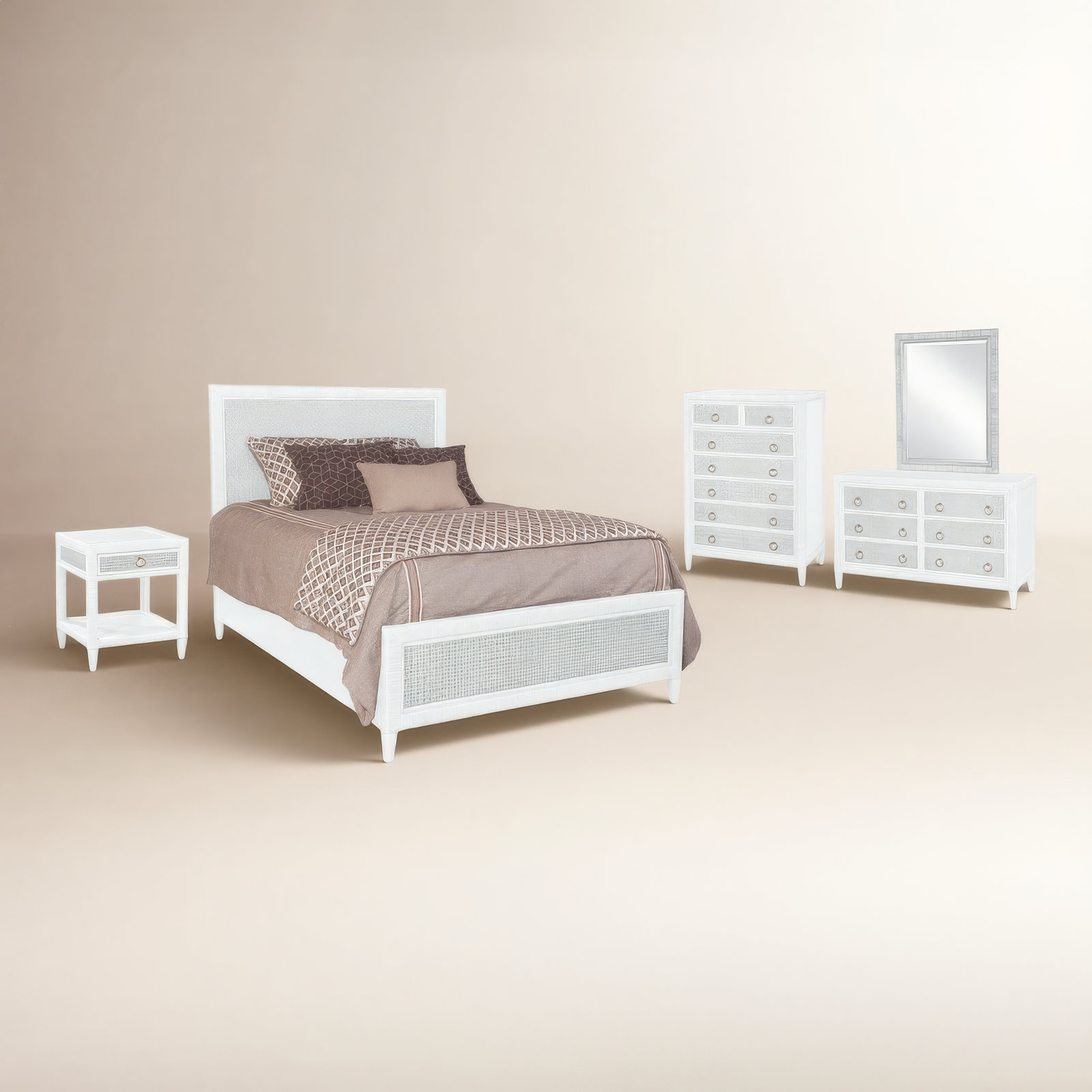 Monterey Bedroom Set, Frost White, Queen