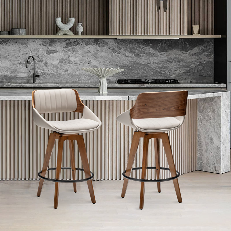 Jobani Swivel Bar Stool, Grey, Bar Stool (76.2cm Seat Height)