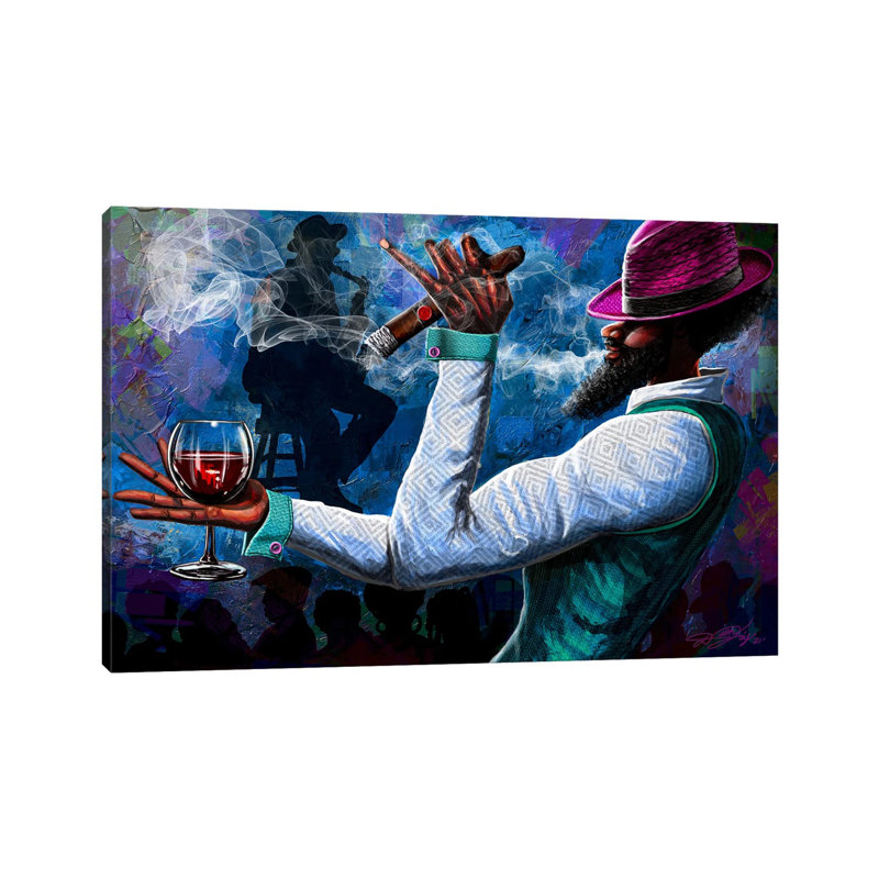 Cigares et brandy - Giclée sur toile tendue avec châssis, H 32 po x l 48 po