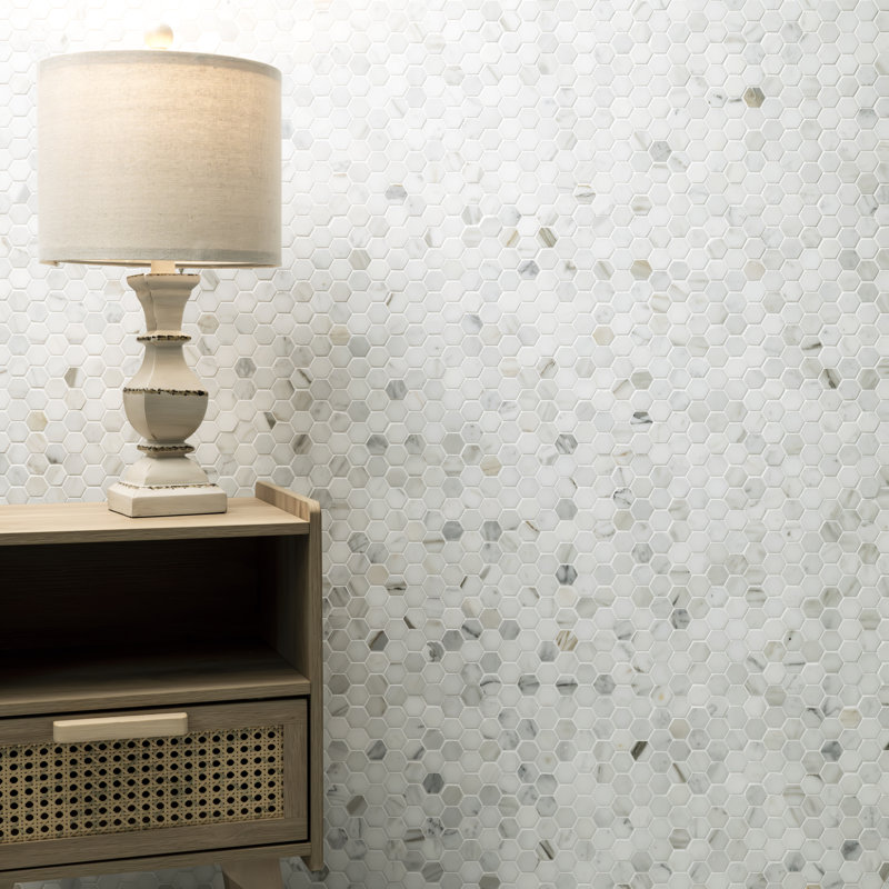 Calacatta Gold Hexagon 12 in. x 12 in. Polished Marble Mosaic Floor and Wall Tile