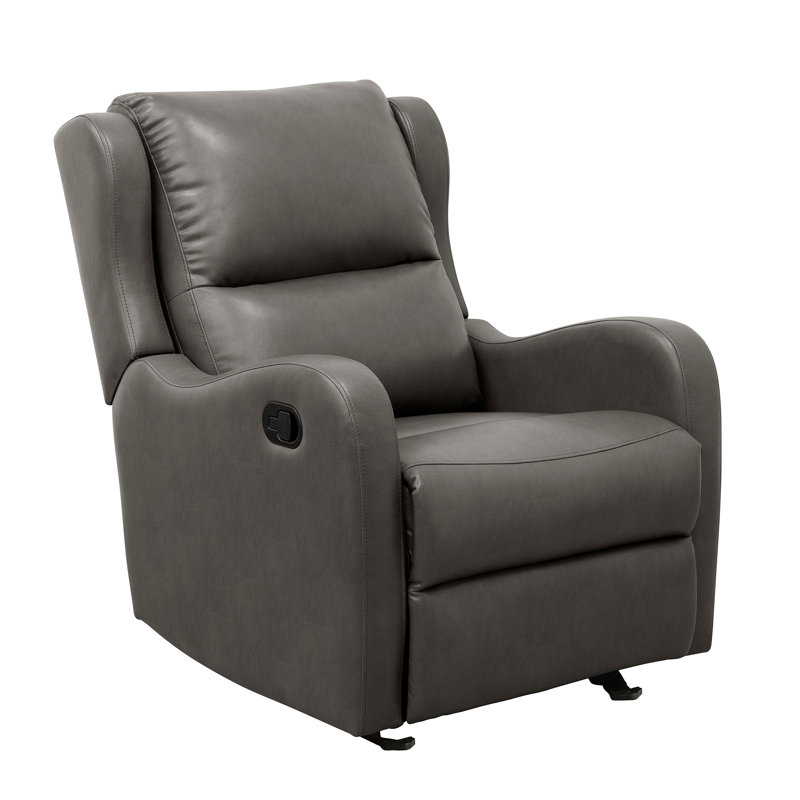 Faux Leather Upholstery Glider Reclining Chair 1Pc Living Room Furniture Comfort Seating Gentle Motion, Gray
