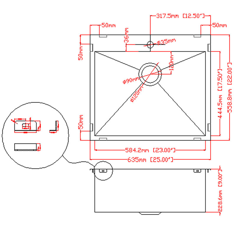 Brushed Stainless Steel Single Bowl Kitchen Sink with Faucet Kit