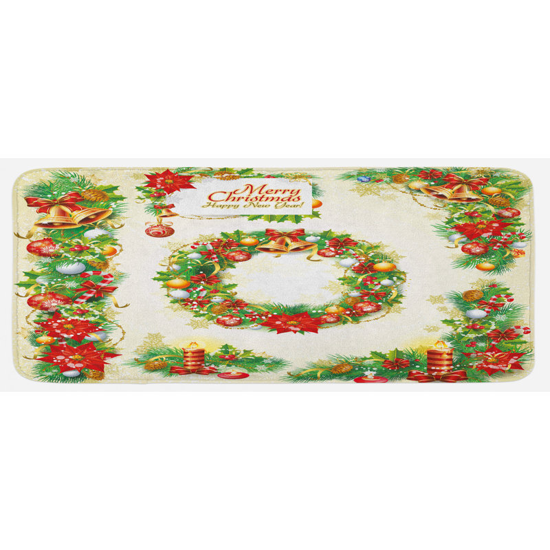 Tapis de noël nostalgique de noël avec une formule d’art texte imprimé