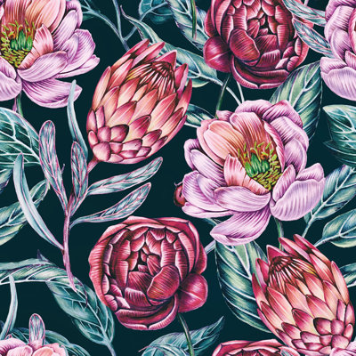 Murale fleurs exotiques Dedicacin